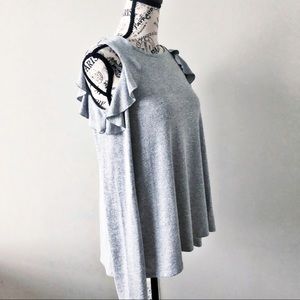 GREY LIGHT WEIGHT LADIES  SWEATER WITH SEXY CUTOUT LONG SLEEVE SZ XL (14/16)
